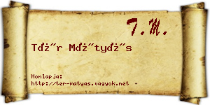 Tér Mátyás névjegykártya